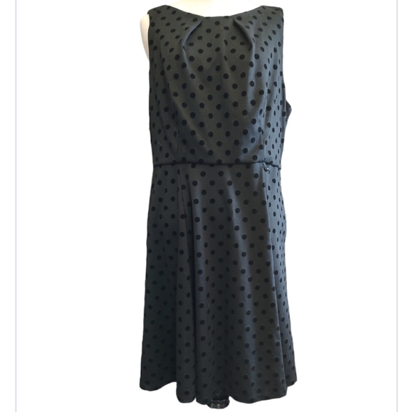 Elle Black Polka Dot Sleeveless Dress Size L - Picture 1 of 5